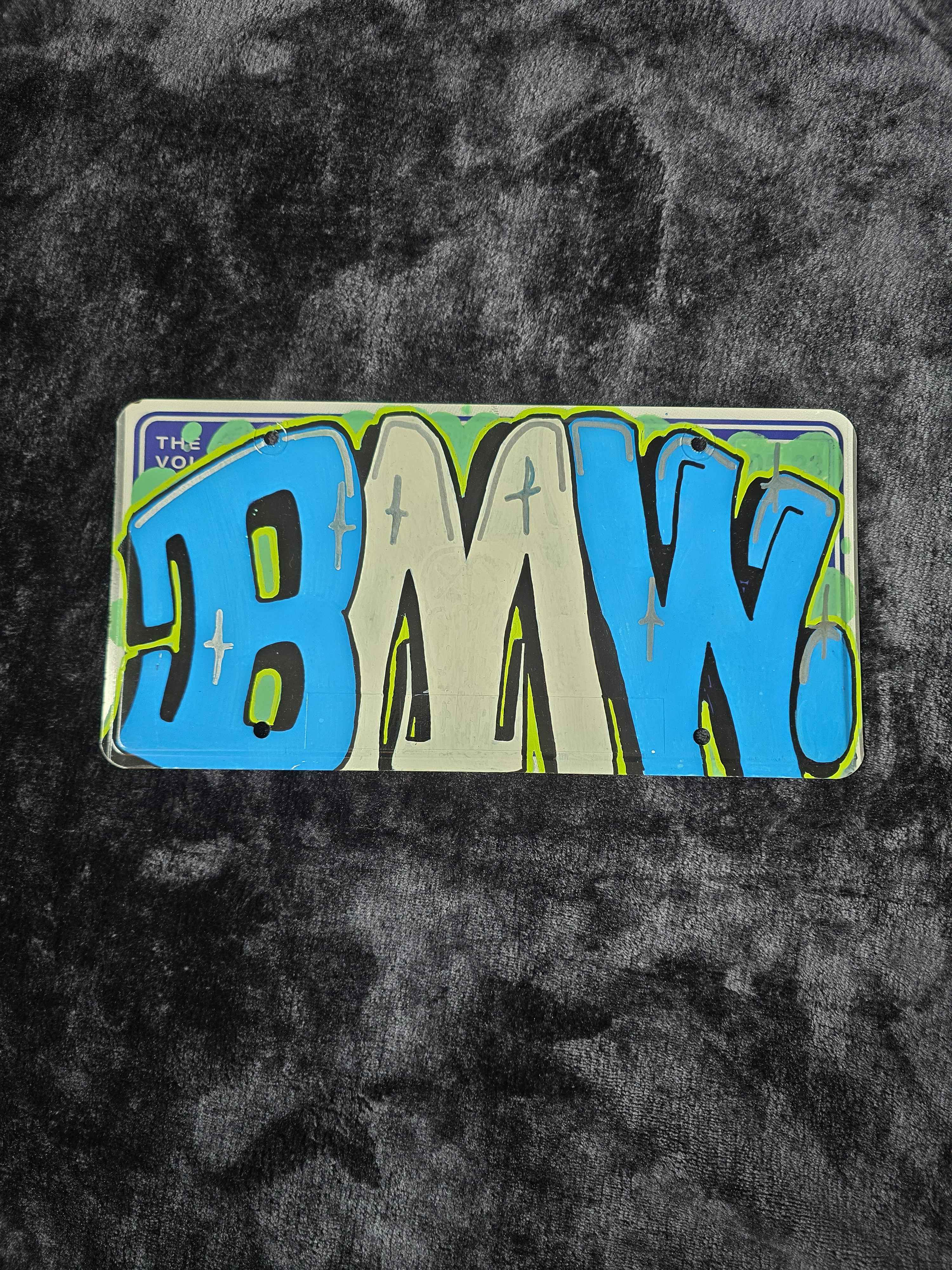 BMW Graffitied Vanity Plate